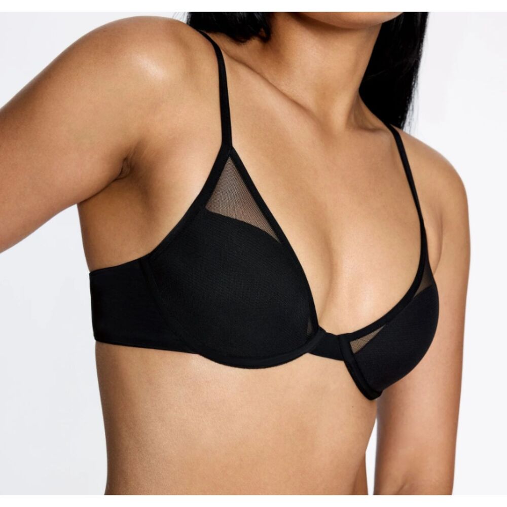 Pepper All You Bra Classic 34AA Black Underwire Lightly Lined Cups Relaxed Fit